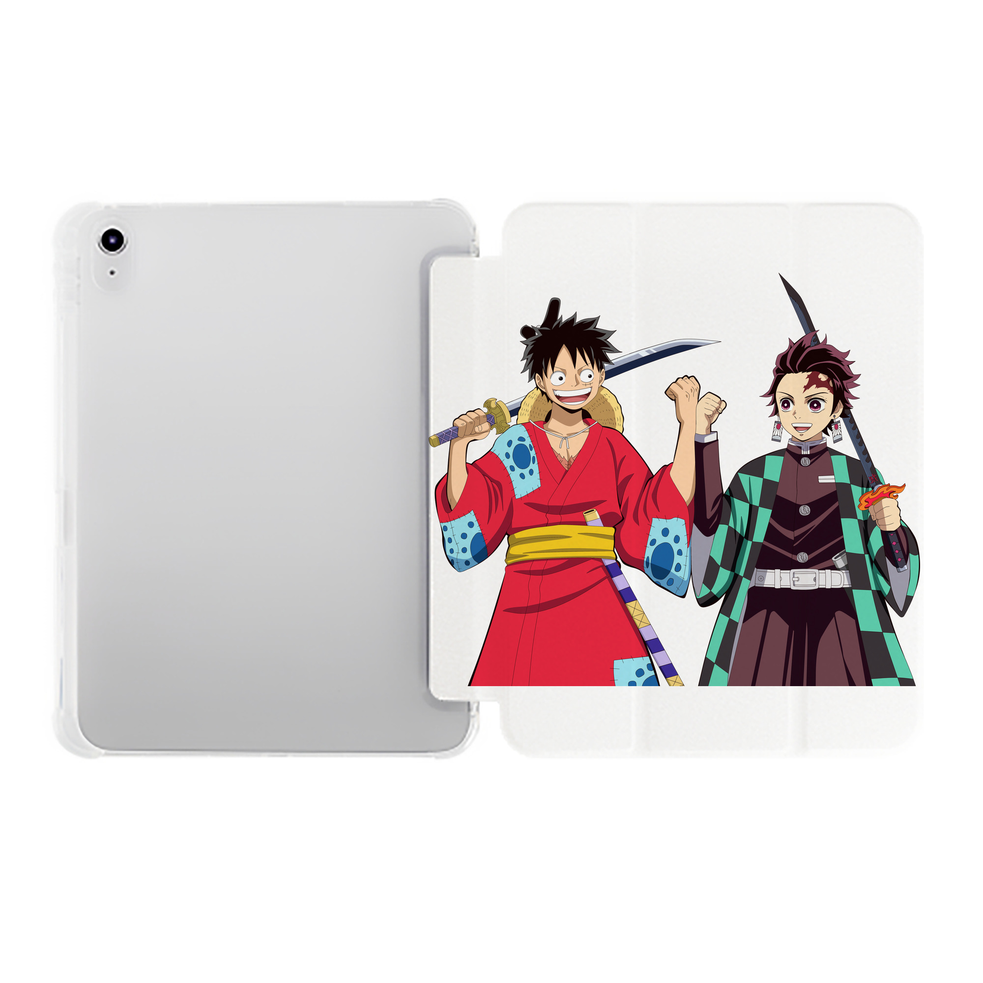 （画像用） 鬼滅の刃 竈門 炭治郎／かまど たんじろう Kamado Tanjirou IPad ケース ペン収納付き 三つ折りスタンド PUレザー×シリコン 対応機種9.5/10.5/10.9インチ